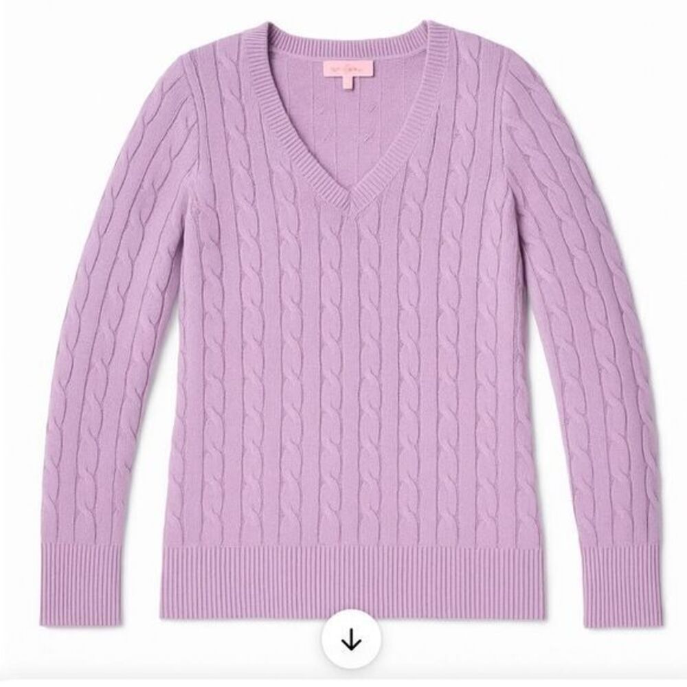 Lilly Pulitzer L Cable Knit Old Money Cashmere Sweater Pastel Purple‎ Preppy